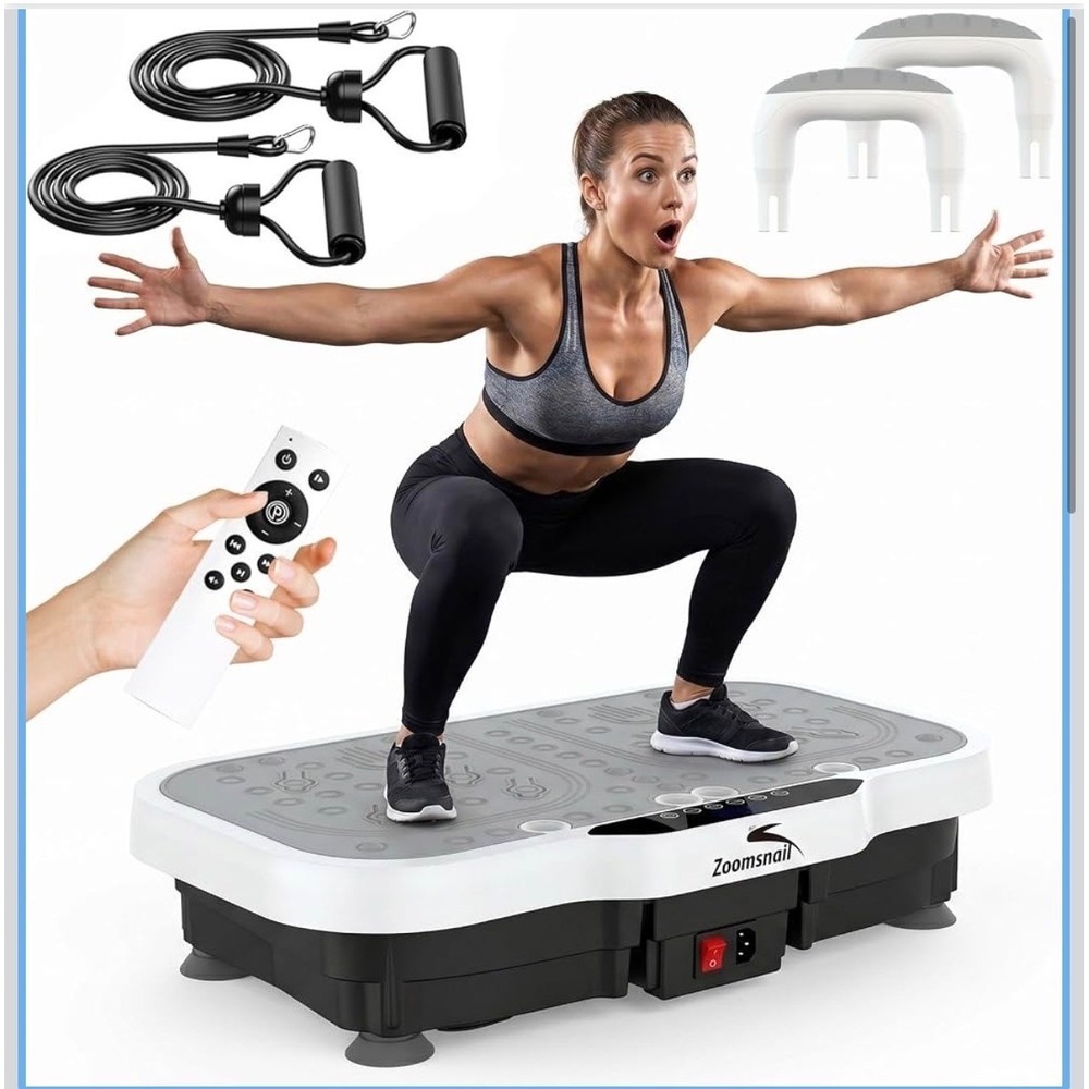 Zoomsnail Vibration Plate Exercise Machine 1-200 Speed 400lb Max Gray W/Remote